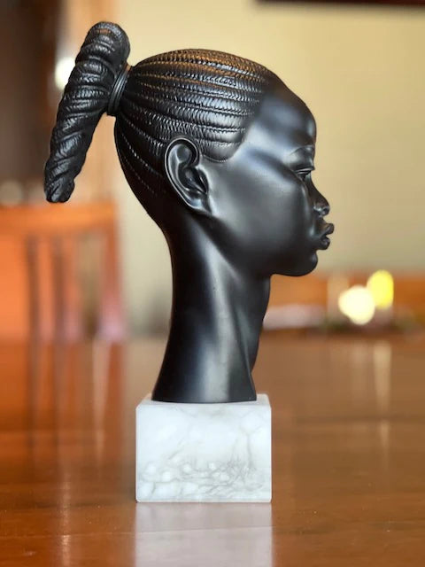 African Princess bust in black marble