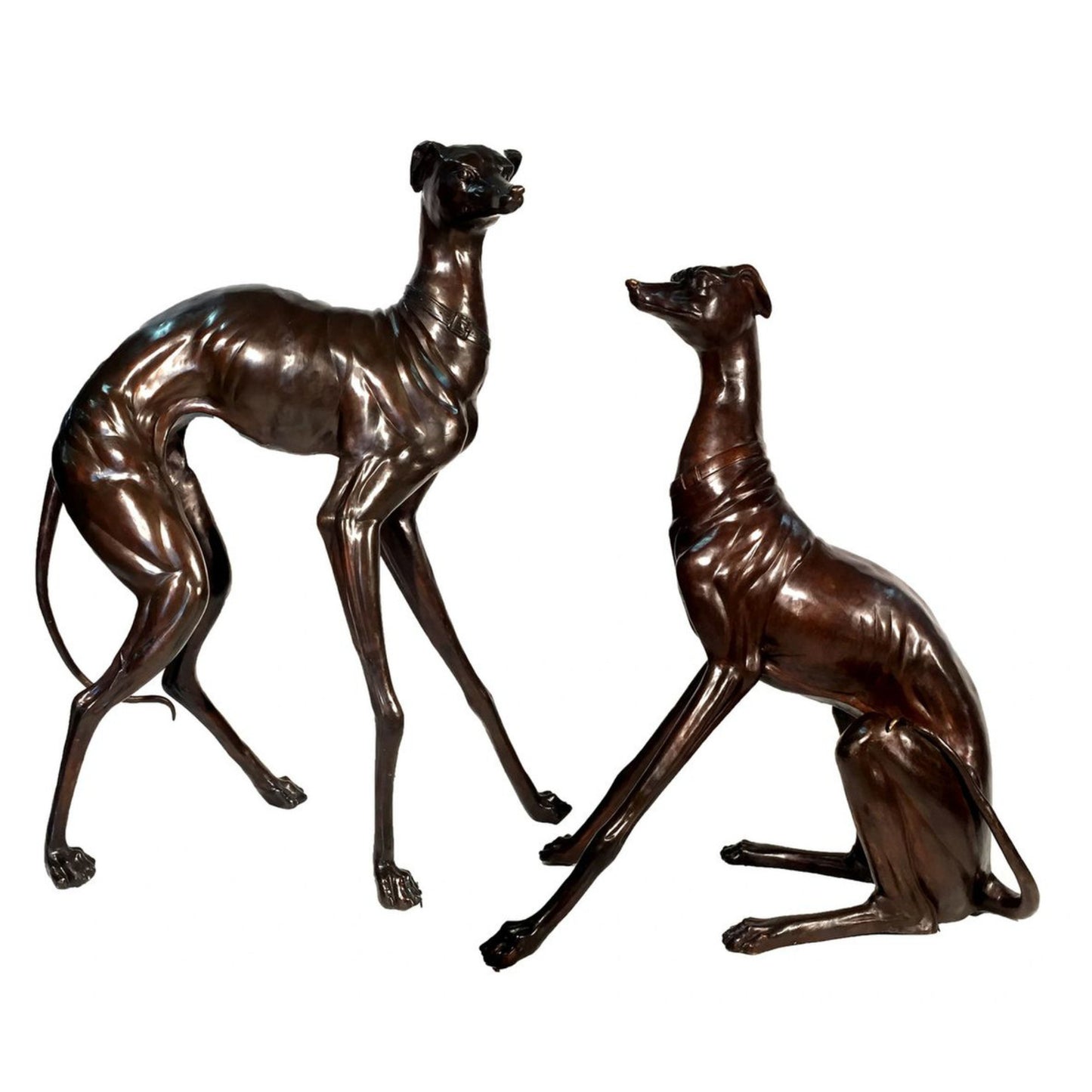 Pair of Sleek Bronze Whipped Sculptures | Larger than life 72" Tall