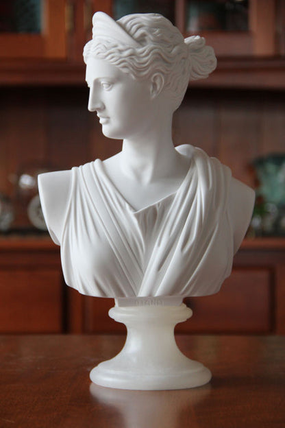 Diana Bust 13" High in Italian Marble | Eleganza